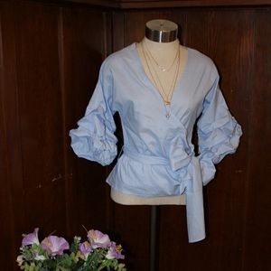 ‼️SOLD‼️New cross wrap top, ballon style sleeve